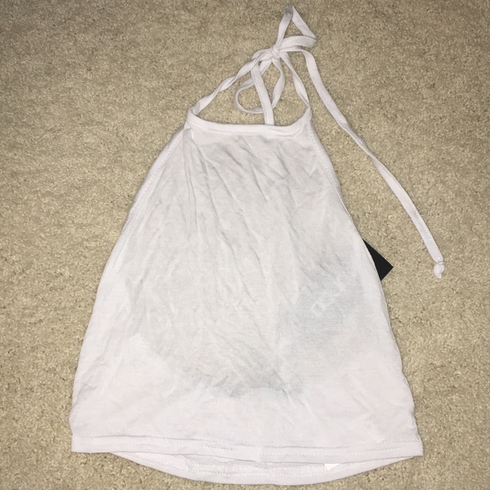 Boohoo white crop top, halter top